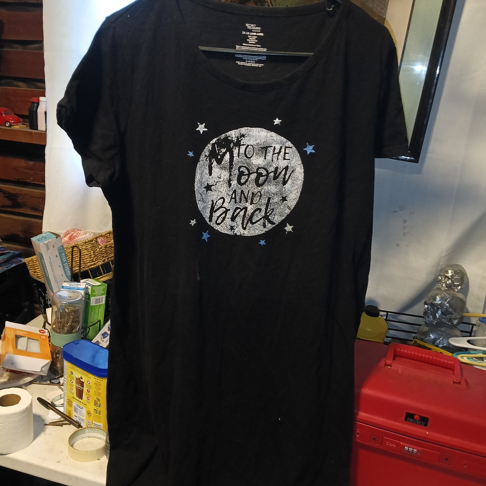 Secret Treasures Black Tee with Silver Moon Design